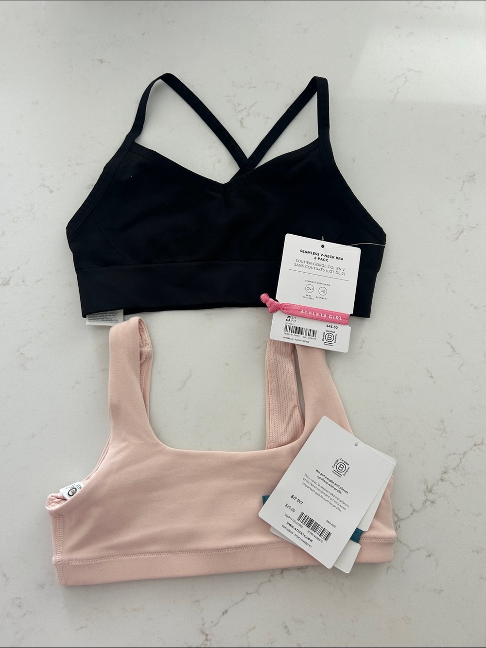 Athleta girls sports bras, new size 7